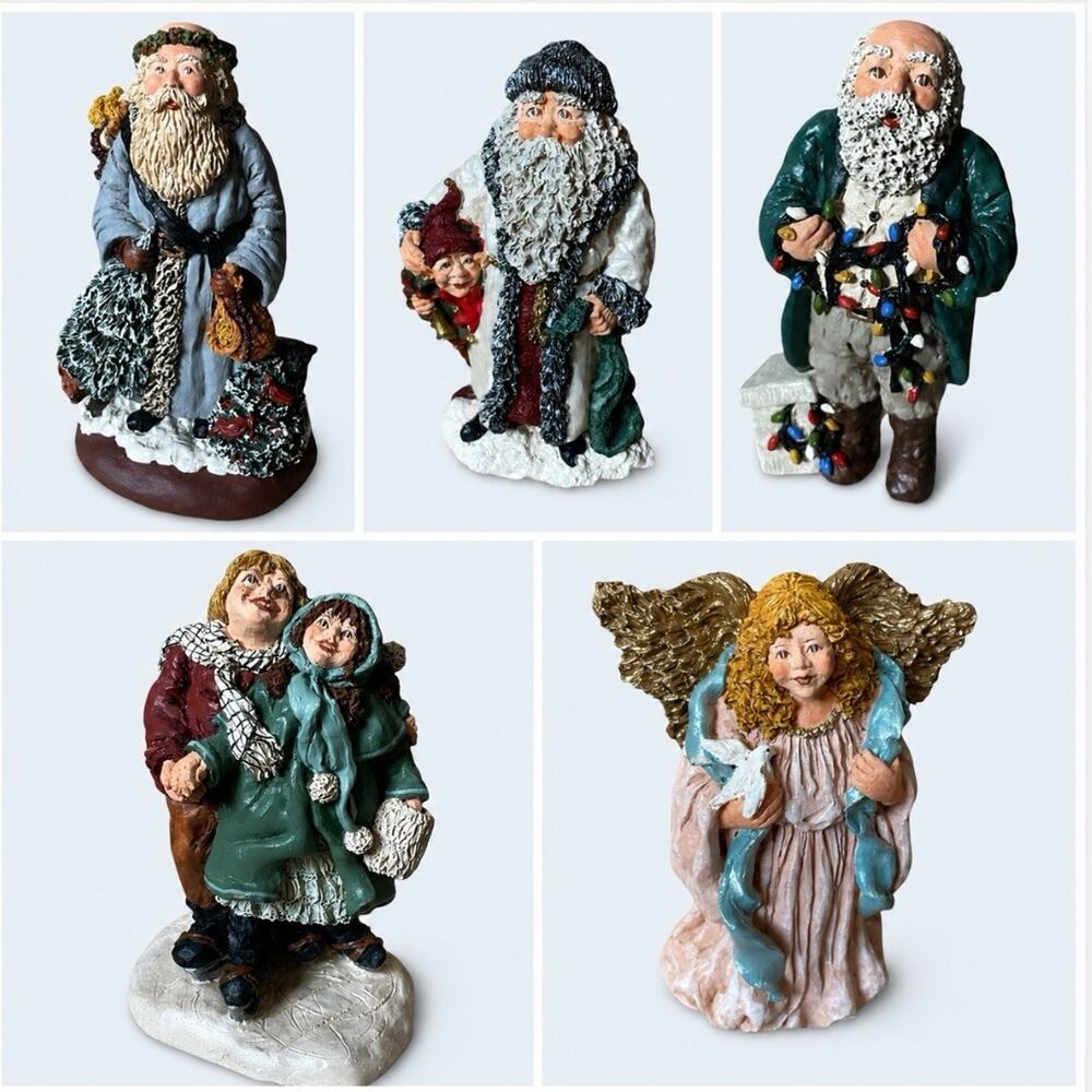 Vintage 90s June McKenna Christmas Figurine 6 in. Lot Of 5 Santa Angel Carolers